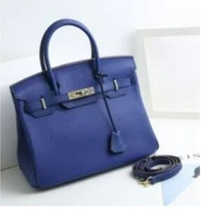 Elegant Royal Blue GHW Handbag 30cm
